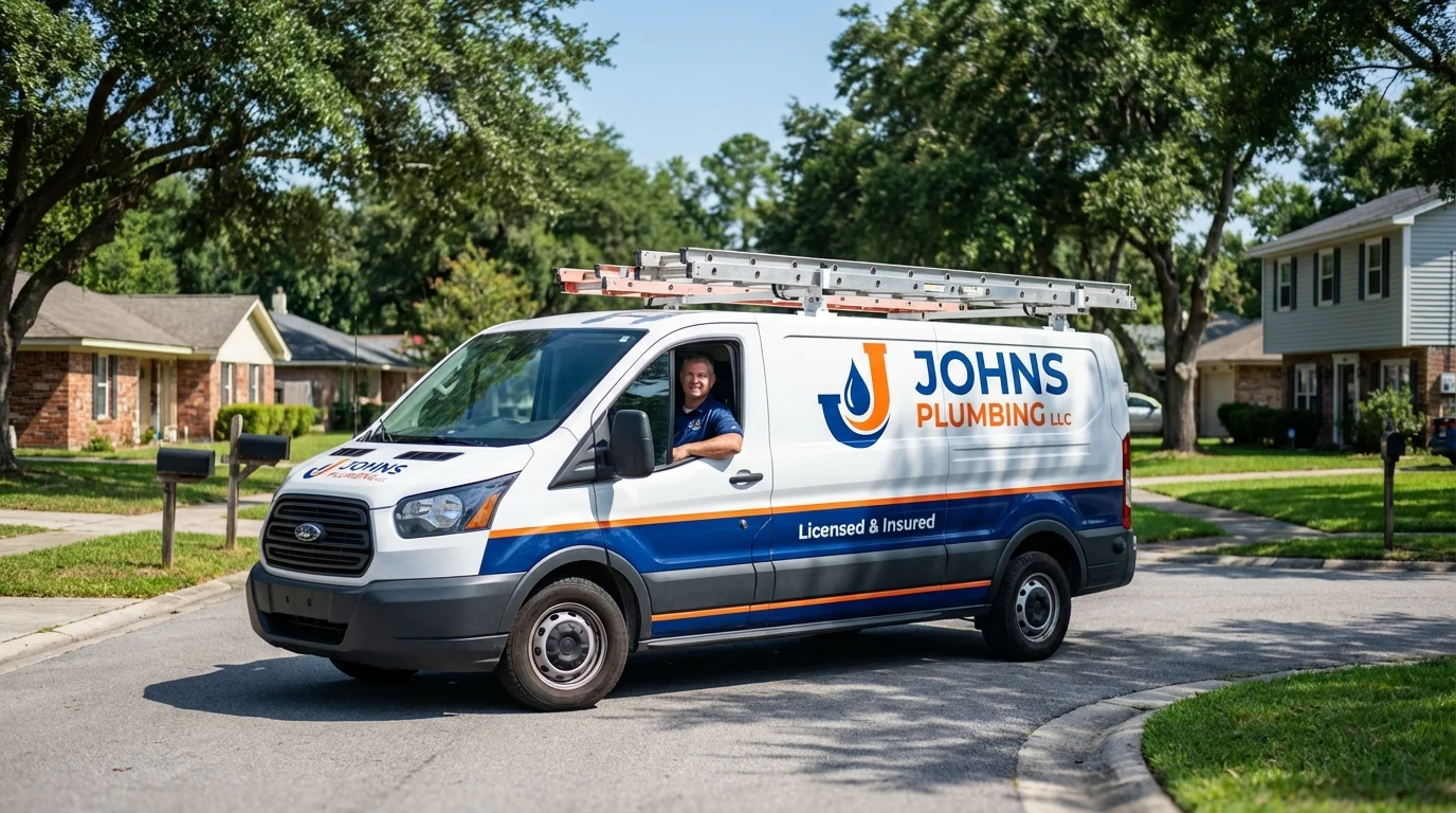 Johns Plumbing LLC service van in Marmaduke, AR