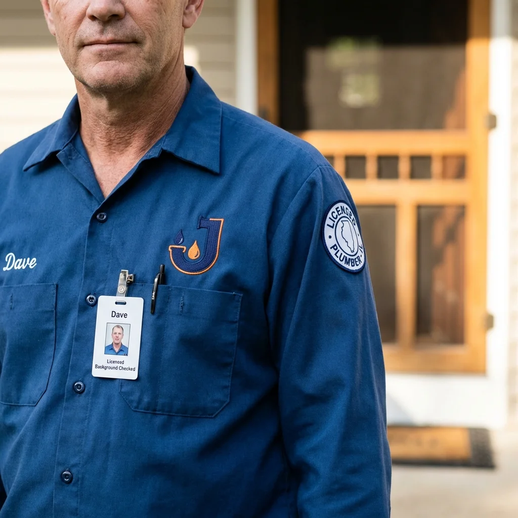 Licensed plumber showing ID badge in Marmaduke, AR