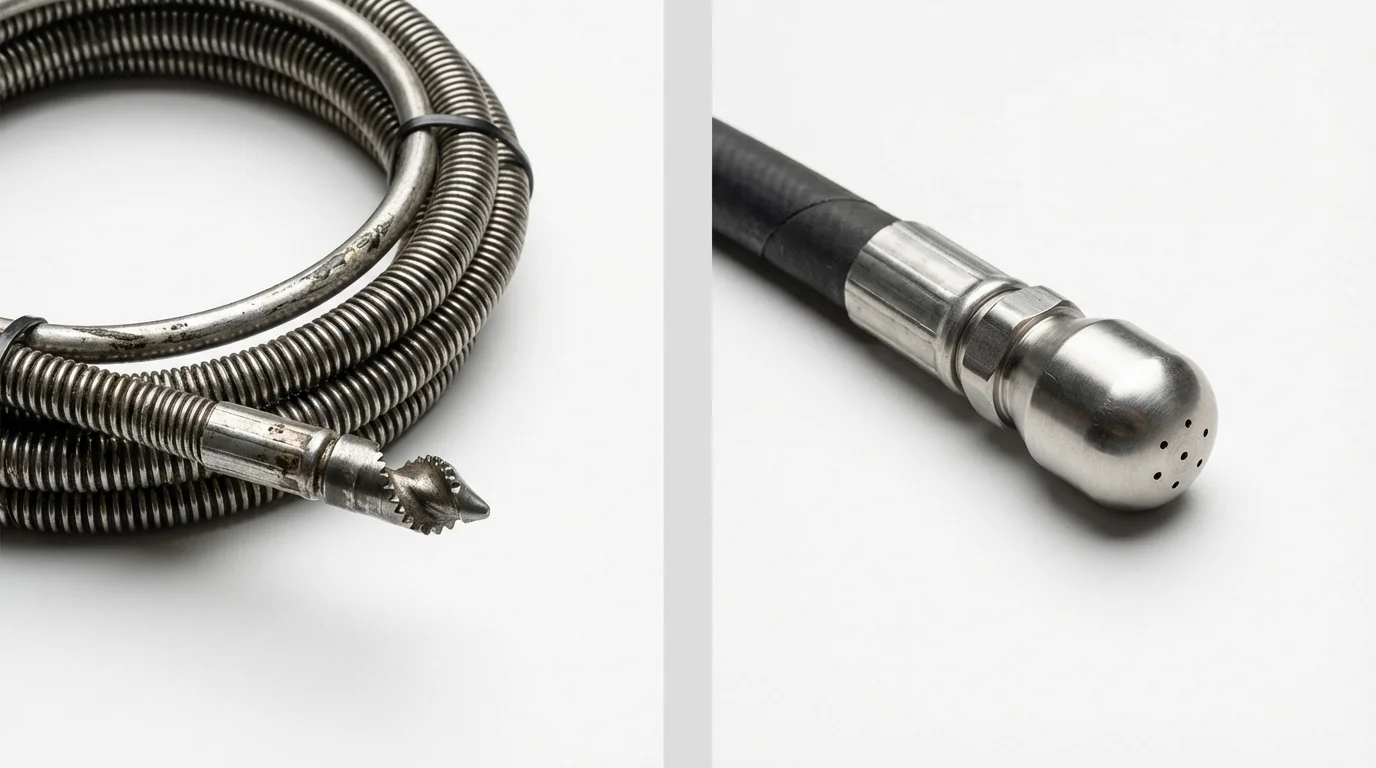 Drain snake cable and hydro jetting nozzle used for drain cleaning in Marmaduke, AR