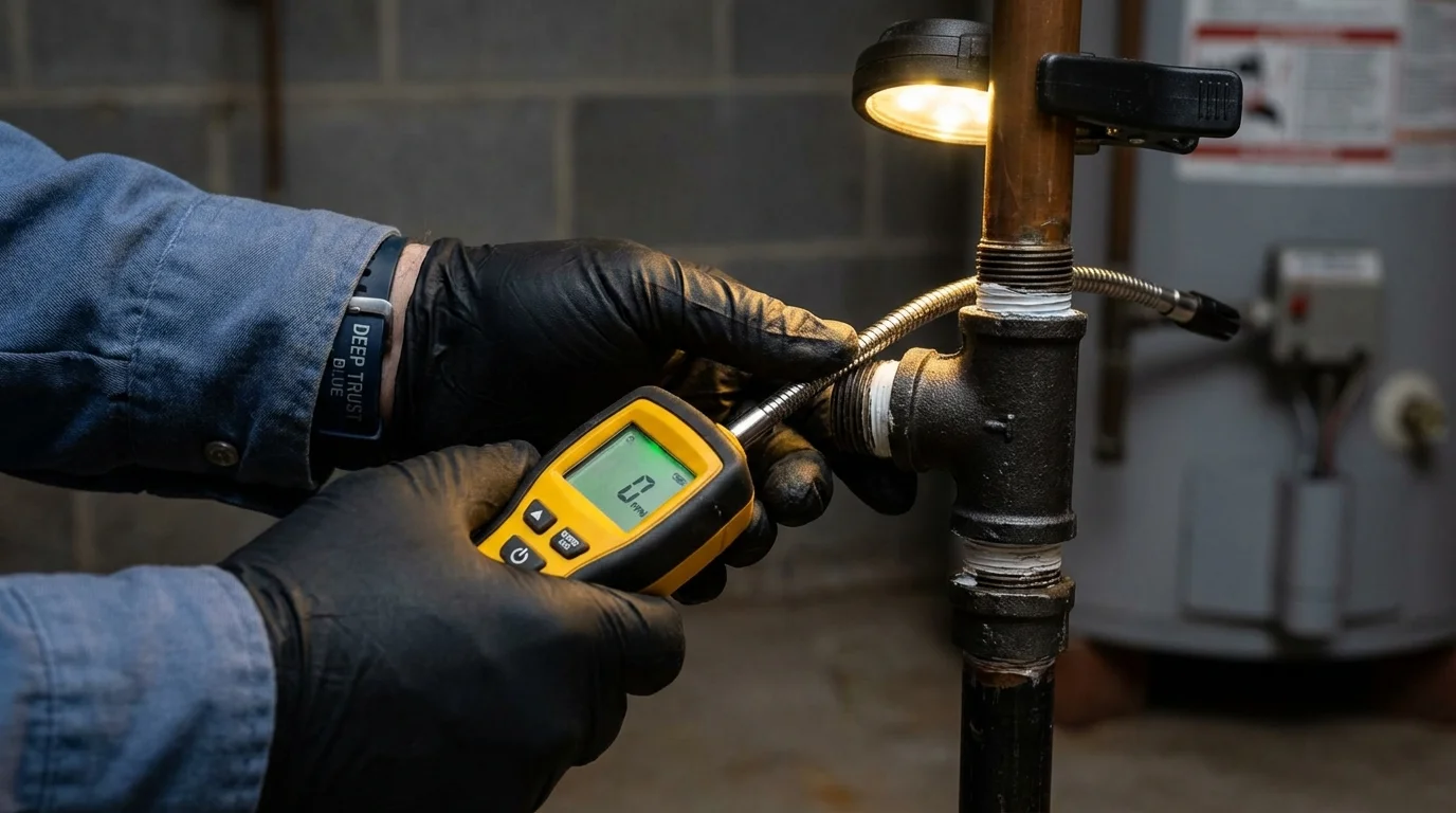 Gas leak detection with electronic sniffer by Johns Plumbing LLC in Marmaduke