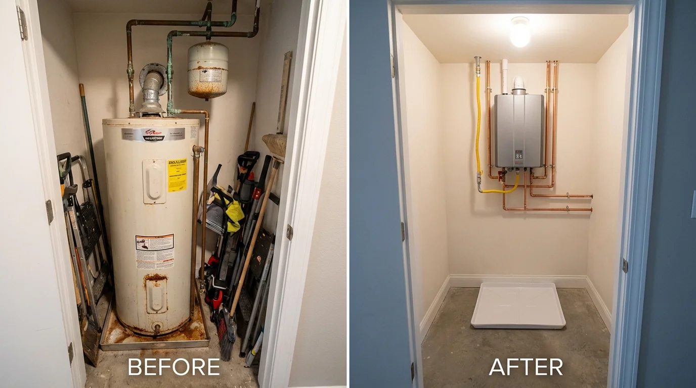 Tank water heater versus wall-mounted tankless unit comparison for Marmaduke, AR homeowners