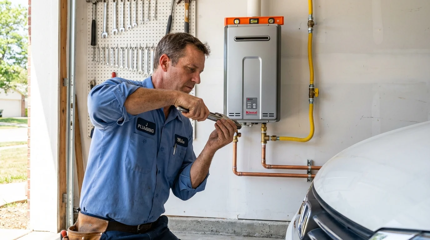 Tankless water heater installation by a Johns Plumbing LLC plumber in Marmaduke